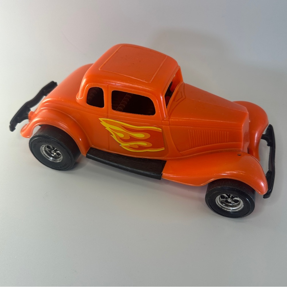 VTG 1934 Ford Victoria Durant Plastics Orange Red Toy Model Car Hot Rod Made USA
